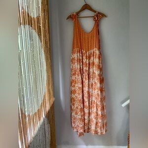 Kantha Bae Orange Floral Silk Dress.